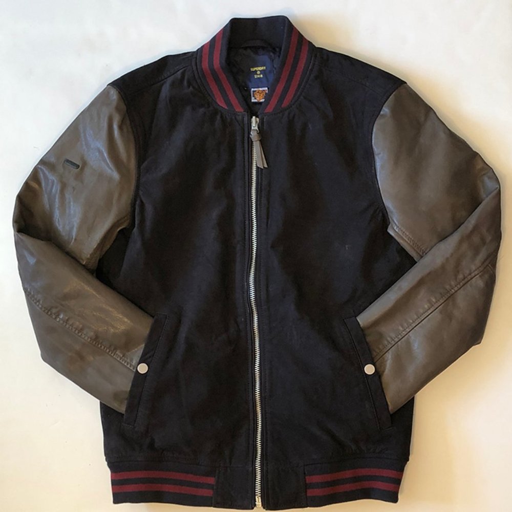 SUPERDRY LEATHER SUEDE VARSITY JACKET